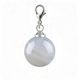10MM Gemstone Round Ball Pendant Bag Charms for DIY Making Jewelry Silver Lobster Clasp Crystal Sphere Healing Chakra
