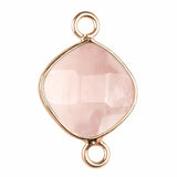 Natural Stone Rhombus Connector Pendant 15mm Faceted Double Loop Links Pocket Healing Reiki Chakra Decor DIY Jewelry Making #SP2051