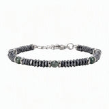 Hematite Heishi Disc Bead Bracelet 4MM Natural Multi‑Color Gemstone Accent Adjustable Unisex Stack Wrist Jewelry #SB3150