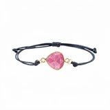 Handcrafted Triangle Crystal Bracelet, Sliding Knot Adjustable Black Braided Rope Natural Stone Minimalist Boho Jewelry for Daily Wear #SB3130