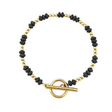 4MM Natural Stone Heishi Disc Bracelet Gold OT Toggle Clasp Dainty Stackable Boho Crystal Beaded Bracelets Women Jewelry #SB3147G