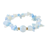 Handmade Natural Irregular Chip Stone Bracelet Elastic 12MM Round Gemstone Bead for Women #SB3160