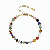 6MM Heishi Disc Spacer Round Bead Gemstone Bracelet Gold Chain Adjustable #SB3145