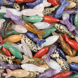 Hand Craved Gemstone Fish Charms Tag for Keychain Bag DIY Jewelry Pendants with Lobster Clasp Healing Stones