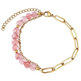 6MM Heart Shape Gemstone Paperclip Chain Bracelet Gold Stainless Steel Adjustable Dainty Stackable Women Jewelry #SB3164