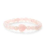 Gemstone Heart Charm Bracelet - 8mm Healing Crystal Beads