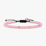 Dainty 4MM Gemstone Heishi Braided Bracelet Silver Accent Spacer Beads Handmade Woven Stackable Bracelet for Women #SB3151