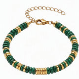 Natural Heishi Disc Stone Bead Bracelet Gold Spacer Beads Adjustable Chain Healing Gemstone Handmade Jewelry For Women #SB3139
