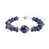 Natural Chip Gemstone Bracelet 12mm Round Focal Bead  Adjustable Chain Healing Crystal Boho Stackable Bracelets for Women #SB3158