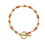 4MM Natural Stone Heishi Disc Bracelet Gold OT Toggle Clasp Dainty Stackable Boho Crystal Beaded Bracelets Women Jewelry #SB3147G