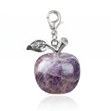 20mm Natural Gemstone Apple Charm with Lobster Clasp Crystal Beads for DIY Jewelry SP1371