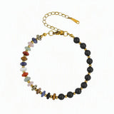 6MM Heishi Disc Spacer Round Bead Lava Stone Essential Oil Diffuser Gemstone Bracelet Gold Chain Adjustable #SB3145