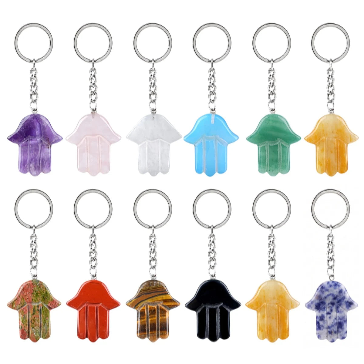 Crystal Hamsa Hand Keychain  Spiritual Protection Bag Pendant Charms Ornament KC0671