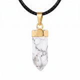 Natural Crystal Hexagonal Bullet Stone Necklace Mini Point Pendant Gold Color Chain Jewelry Women Healing Chakra Choker