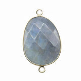 Faceted Irregular Teardrop Stone Connector Charms with Double Loops for Jewelry Making DIY Bracelet Necklace #SP2054