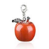 20mm Natural Gemstone Apple Charm with Lobster Clasp Crystal Beads for DIY Jewelry SP1371