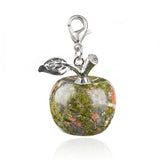 20mm Natural Gemstone Apple Charm with Lobster Clasp Crystal Beads for DIY Jewelry SP1371