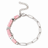 Natural Gemstone Heishi Bead Paperclip Chain Bracelet Stainless Steel Adjustable Layering Bracelet Women Fashion Jewelry #SB3163
