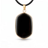 Natural Stone Necklace Pendants Gold Plated Faceted Rectangle Crystal Charms with Black Cord for Women Men Jewelry Making #SN2059