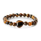 Gemstone Heart Charm Bracelet - 8mm Healing Crystal Beads