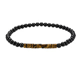 4MM Black Onyx Round Bead Stretch Bracelet Flat Heishi SpacerGemstone Bead Unisex Elastic Stackable Healing Wrist Jewelry #SB3156
