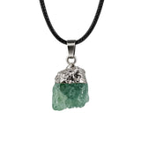 Healing Chakra Crystal Necklace for Women Men  Silver Cap  Irregular Rough Tumbled Stone Pendant Jewelry