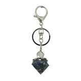 Orgone Crystal Faceted Cone Keychain, Sacred Tree of Life Charm, Genuine Stone Chip Resin Amulet Keyring Accessory for Men & Women