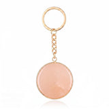 Fashion 30MM Round Disc Gemstone Keychain Chakra Healing Amulet Car Key Holder Ring  #KC2060