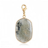 Oval Gemstone Pendants with Gold Lobster Claw  Rectangle Crystal Tag Charms for DIY Making Jewelry #SP2059