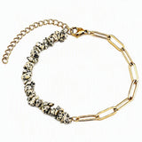 Natural Crystal Chip Beaded Bracelet Stainless Steel Paperclip Link Chain Adjustable Healing Gemstone Jewelry for Women #SB3165