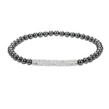 Dainty 4mm Hematite Bead Bracelet Mixed Natural Stone Tube Disc Bead Elastic Stackable Bracelet for Ladies #SB3156