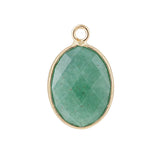 Faceted Natural Gemstone Pendant Gold Bezel Wrapped Oval Stone Charms 21x13mm for DIY Necklace Jewelry Making
