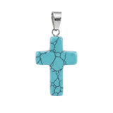 Natural Gemstone Cross Pendants 18x25mm Healing Crystal Stone Charms Handcrafted Spiritual Reiki Energy Protection