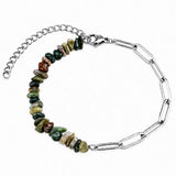 Healing Crystal Chips Stone Paperclip Link Bracelet Dainty Layering Handmade Bracelet Multiple Stone Options #SB3165