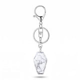 Natural Stone Coffin Keychain with Lobster Clasp Crystal Healing Gemstone Key Ring Bag Charm