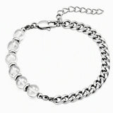 8MM Natural Stone Bead Stainless Steel Curb Chain Bracelet Unisex Healing Crystal Adjustable Men Women Stackable Jewelry #SB3152