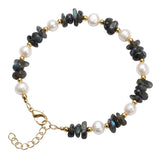 Natural Freshwater Pearl & Stone Bracelet Irregular Chip Crushed Stone Gold Plated Adjustable Chain Bracelet for Women #SB3157