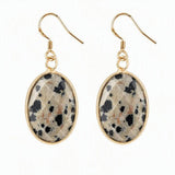 Natural Gemstone Faceted Oval Gold Bezel Fish Hook Dangle Earrings Gold Plated Crystal Drop Earrings Women Jewelry Gift