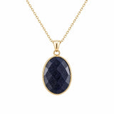 Mixed Gemstone Faceted Oval Gold Frame Pendant Necklace Dainty Gold Chain Unisex Crystal Jewelry for Daily Wear