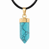 Natural Crystal Hexagonal Bullet Stone Necklace Mini Point Pendant Gold Color Chain Jewelry Women Healing Chakra Choker