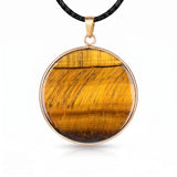 Handcrafted 30mm Natural Gemstone Pendant Necklace 45cm Black Cord | Gold Bezel Healing Crystal Jewelry #SN2060