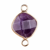 Natural Stone Rhombus Connector Pendant 15mm Faceted Double Loop Links Pocket Healing Reiki Chakra Decor DIY Jewelry Making #SP2051