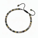 4MM Natural Stone Heishi Disc Braided Bracelet, Gold Spacer Bead Adjustable Woven Boho Stackable Bracelet for Women #SB3151