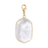 Oval Gemstone Pendants with Gold Lobster Claw  Rectangle Crystal Tag Charms for DIY Making Jewelry #SP2059