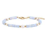 Handmade Flat Disc Natural Gemstone Bracelet 6mm Heishi Beads With Freshwater Pearls Silver Clasp Chain Adjustable Women #SB3137