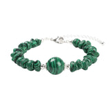 Natural Chip Gemstone Bracelet 12mm Round Focal Bead  Adjustable Chain Healing Crystal Boho Stackable Bracelets for Women #SB3158