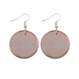 Natural Crystal Flat Round Disc Earrings, Genuine Gemstone Circle Coin Dangle Earrings, Minimalist Boho Healing Chakra Drop Jewelry Gift for Women