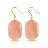 Natural Stone Dangle Earrings Gold Plated Crystal Charms Hook for Women Fashion Drop Ear Jewelry Making #PE2059