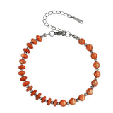6MM Heishi Disc Spacer Round Bead Gemstone Bracelet Silver Chain Adjustable #SB3145