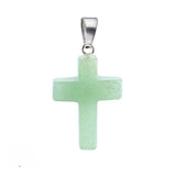 Natural Gemstone Cross Pendants 18x25mm Healing Crystal Stone Charms Handcrafted Spiritual Reiki Energy Protection